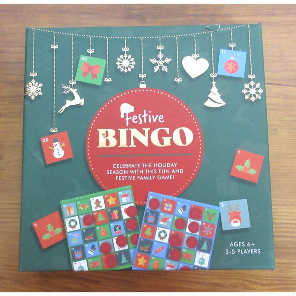 Festive Bingo by Professor Puzzle Christmas Bingo Game Includes 4 Boards SEALED